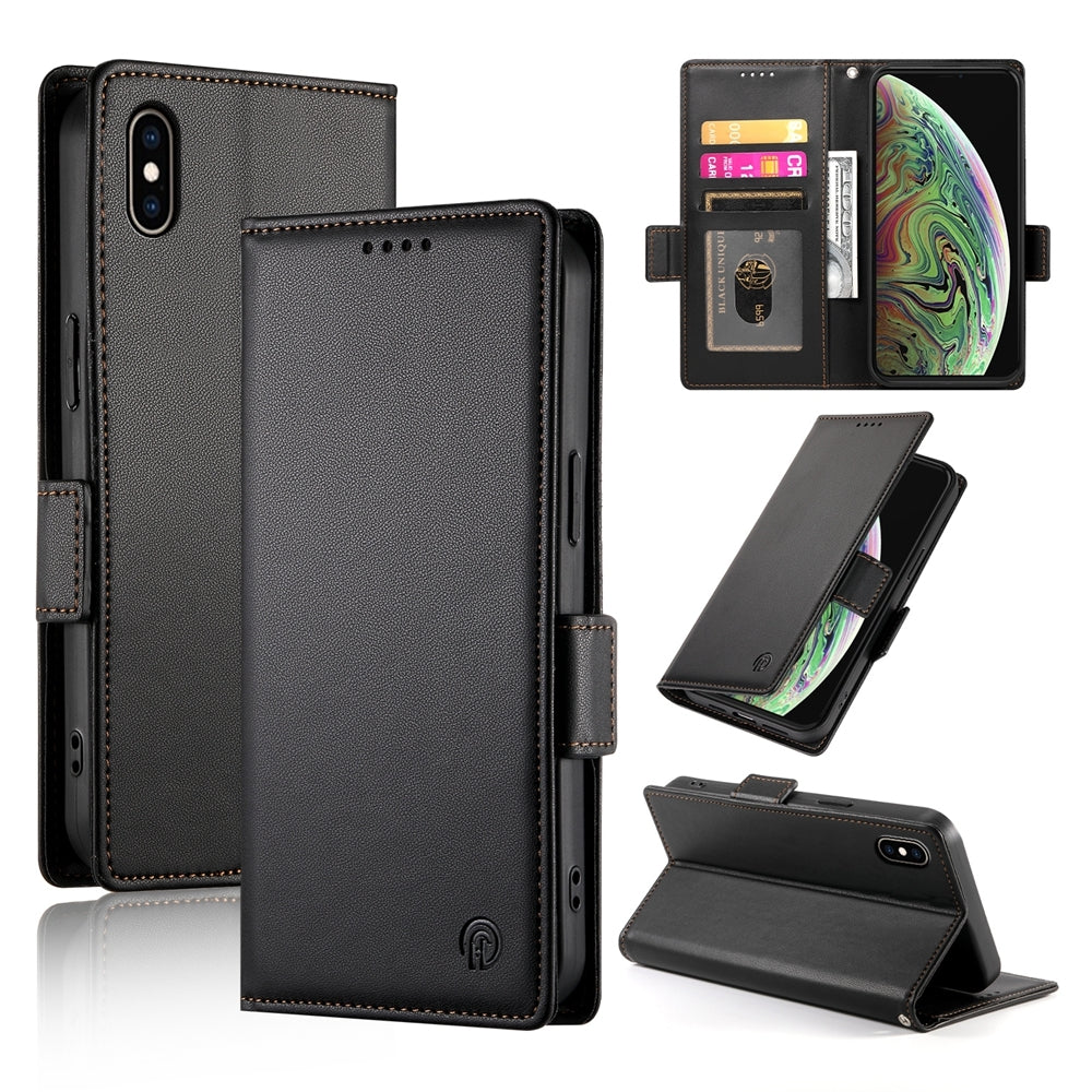 iPhone XS Max Magnetic Leather Wallet Case with Card Slots, Stand Function & Full Protection