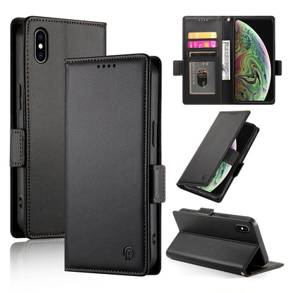 iPhone XS Max Magnetic Leather Wallet Case with Card Slots, Stand Function & Full Protection