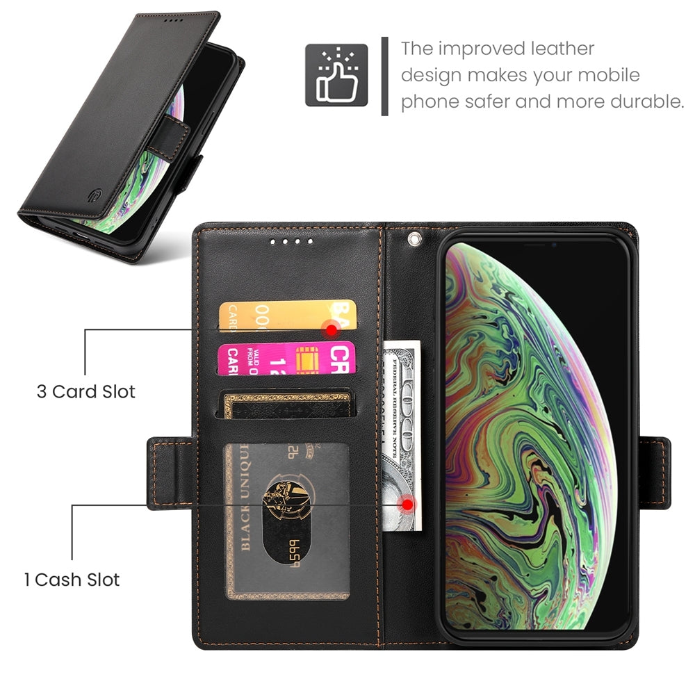 iPhone XS Max Magnetic Leather Wallet Case with Card Slots, Stand Function & Full Protection