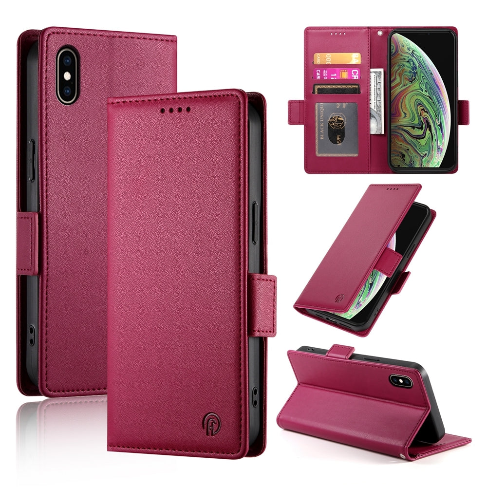 iPhone XS Max Magnetic Leather Wallet Case with Card Slots, Stand Function & Full Protection