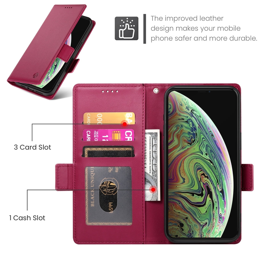 iPhone XS Max Magnetic Leather Wallet Case with Card Slots, Stand Function & Full Protection
