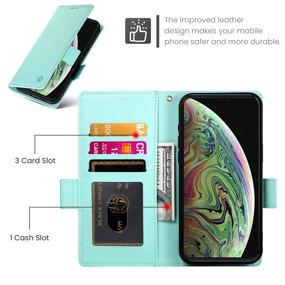 iPhone XS Max Magnetic Leather Wallet Case with Card Slots, Stand Function & Full Protection