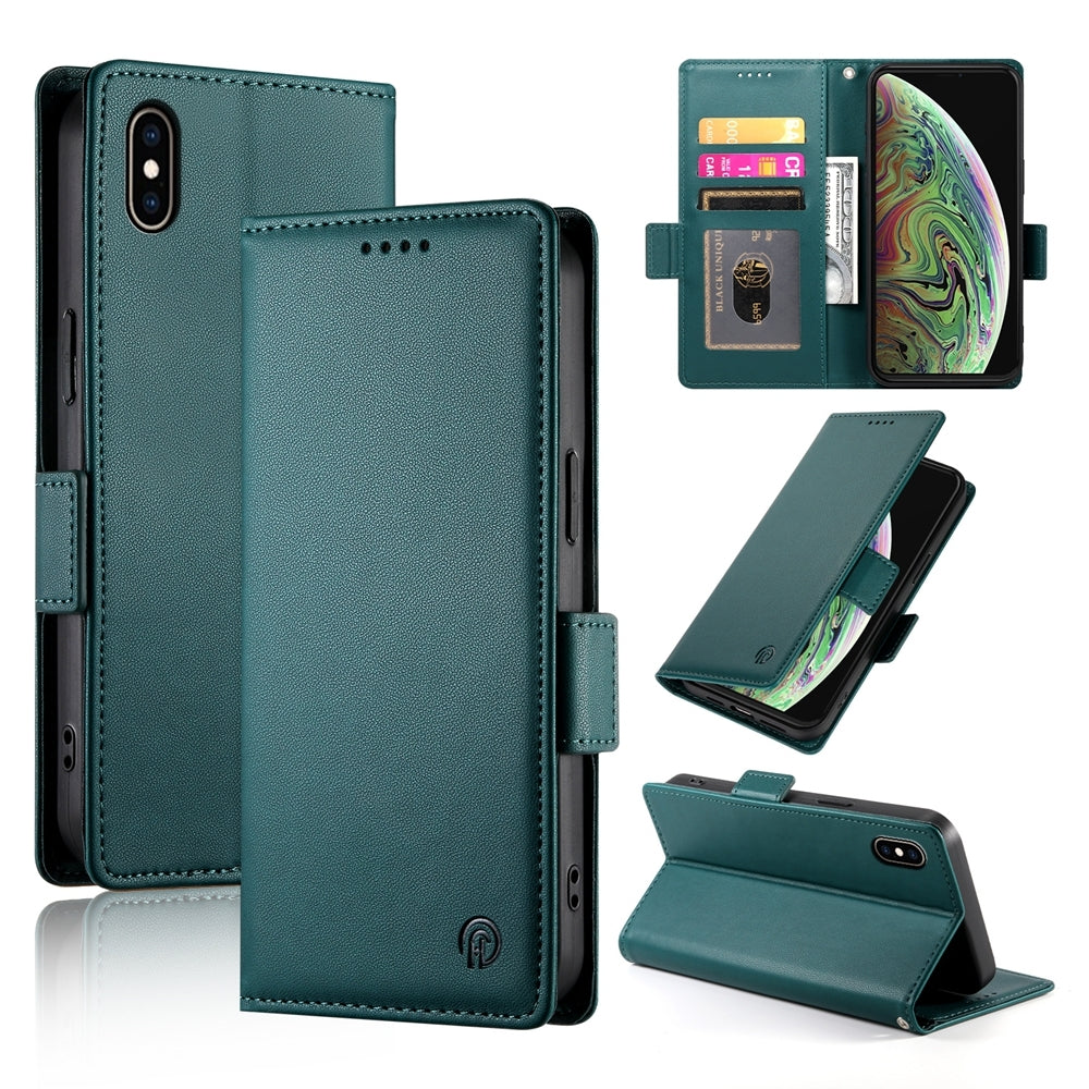 iPhone XS Max Magnetic Leather Wallet Case with Card Slots, Stand Function & Full Protection