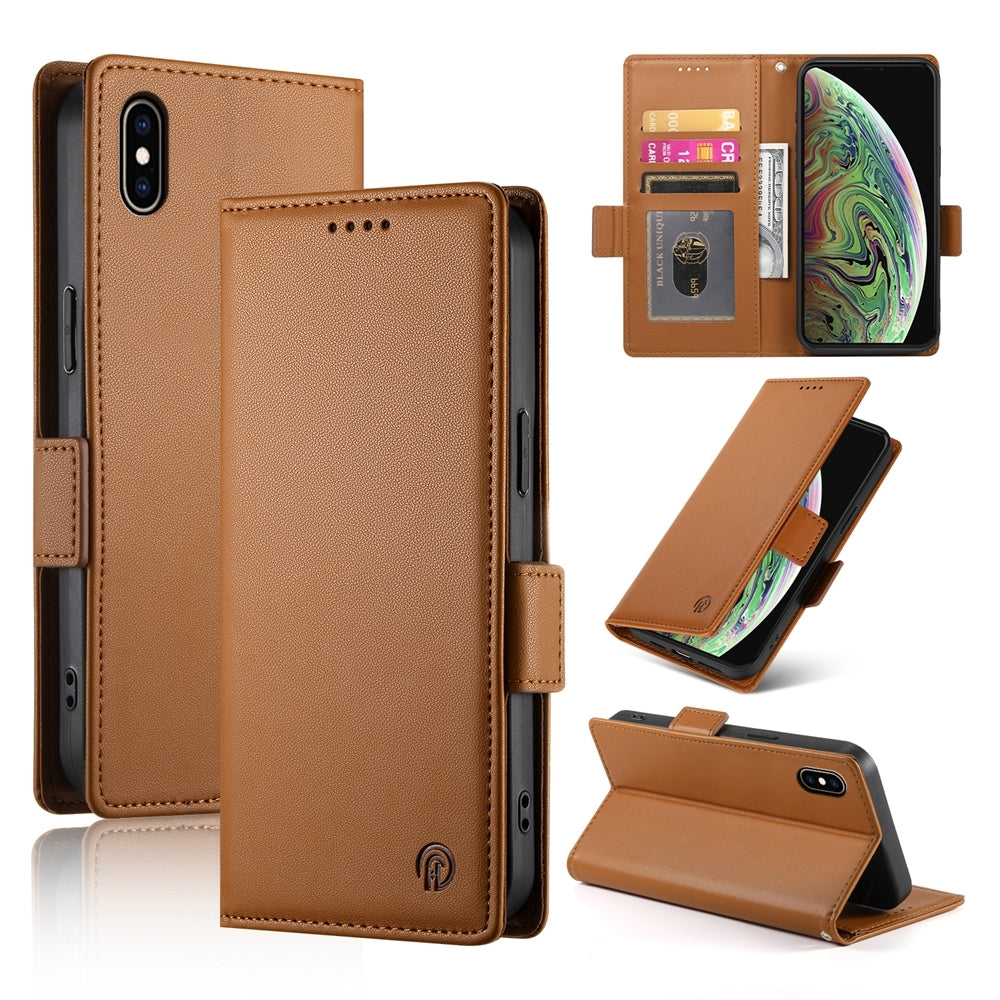 iPhone XS Max Magnetic Leather Wallet Case with Card Slots, Stand Function & Full Protection