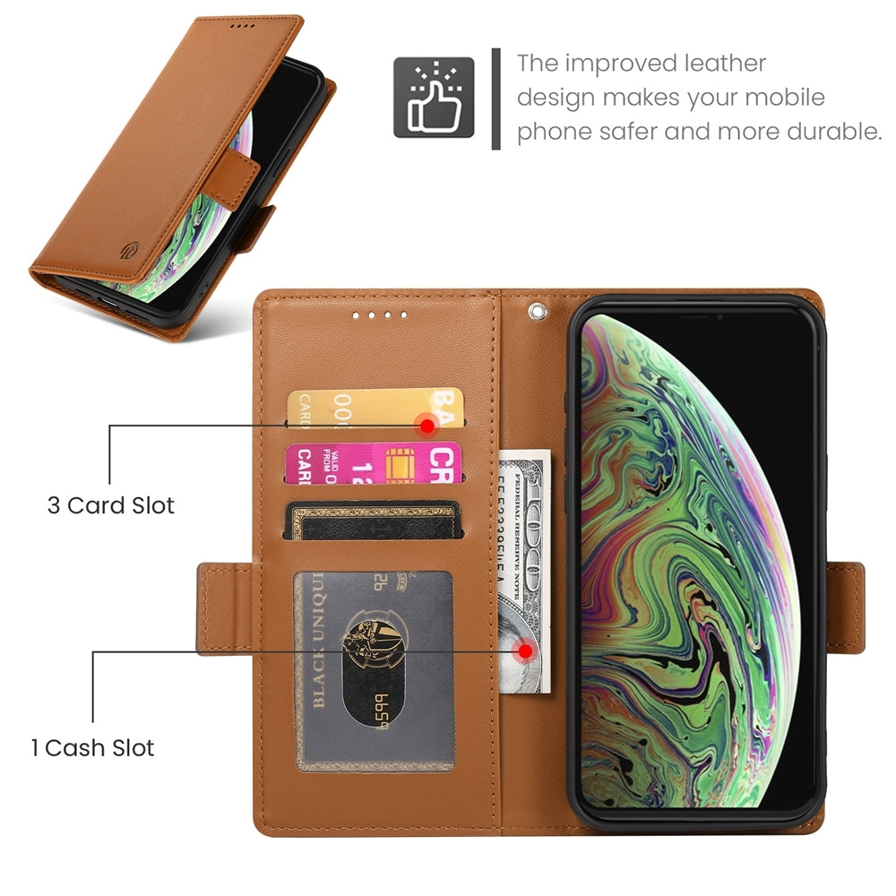 iPhone XS Max Magnetic Leather Wallet Case with Card Slots, Stand Function & Full Protection
