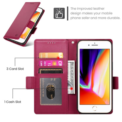 iPhone 7 Plus Magnetic Leather Wallet Case with Card Slots, Stand Function & Full Protection