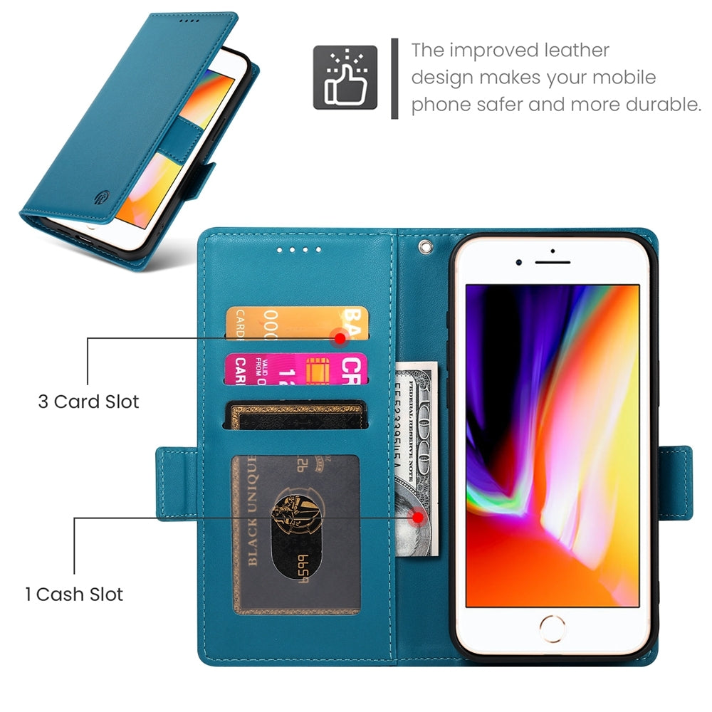 iPhone 8 Plus Magnetic Leather Wallet Case with Card Slots, Stand Function & Full Protection