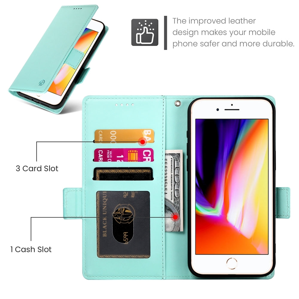 iPhone 7 Plus Magnetic Leather Wallet Case with Card Slots, Stand Function & Full Protection