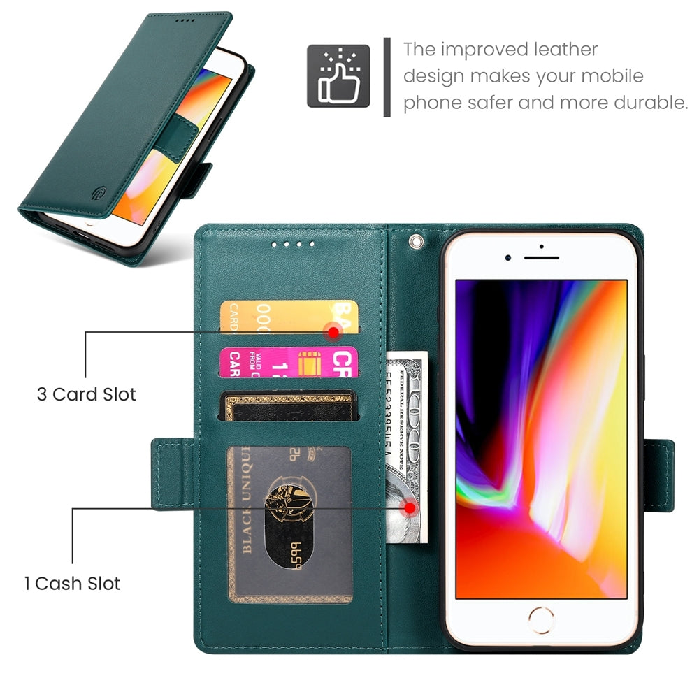 iPhone 7 Plus Magnetic Leather Wallet Case with Card Slots, Stand Function & Full Protection