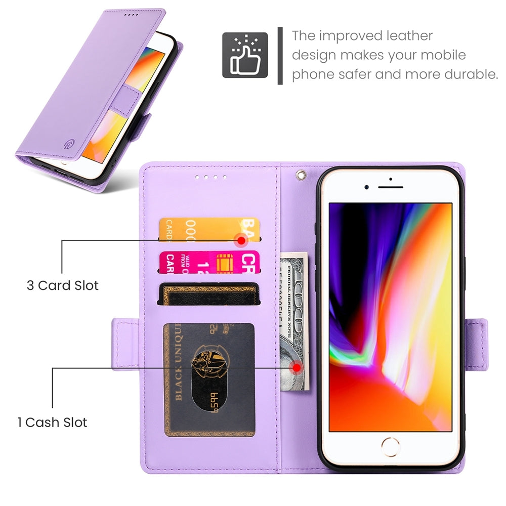 iPhone 8 Plus Magnetic Leather Wallet Case with Card Slots, Stand Function & Full Protection