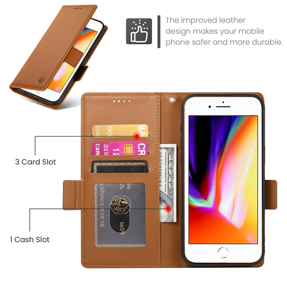 iPhone 8 Plus Magnetic Leather Wallet Case with Card Slots, Stand Function & Full Protection