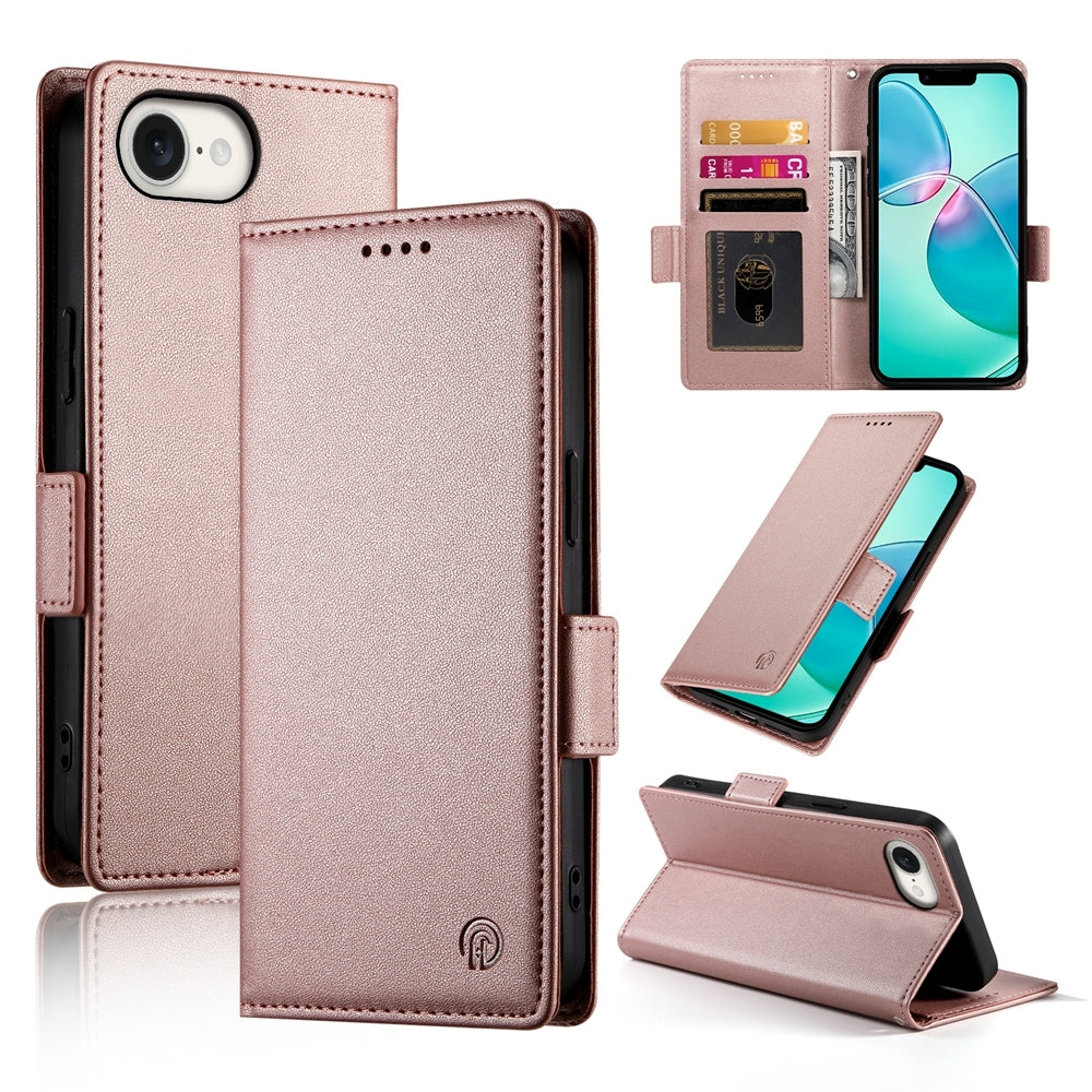 iPhone SE 2024 Magnetic Leather Wallet Case with Card Slots, Stand Function & Full Protection