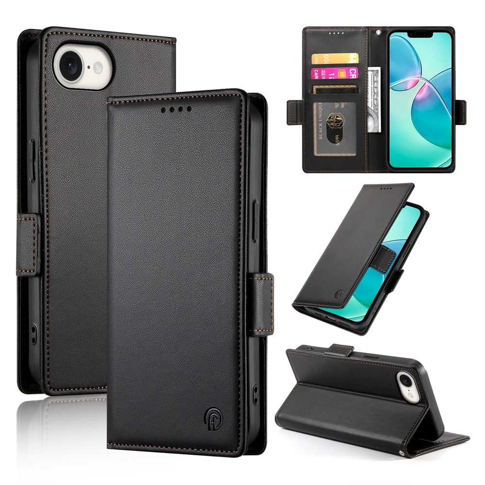 iPhone SE 2024 Magnetic Leather Wallet Case with Card Slots, Stand Function & Full Protection