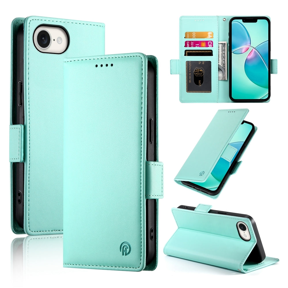 iPhone SE 2024 Magnetic Leather Wallet Case with Card Slots, Stand Function & Full Protection