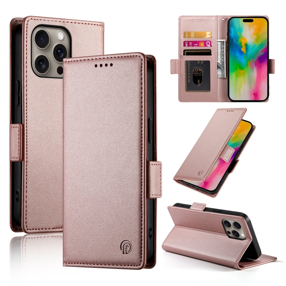 iPhone 16 Pro Max Magnetic Leather Wallet Case with Card Slots, Stand Function & Full Protection
