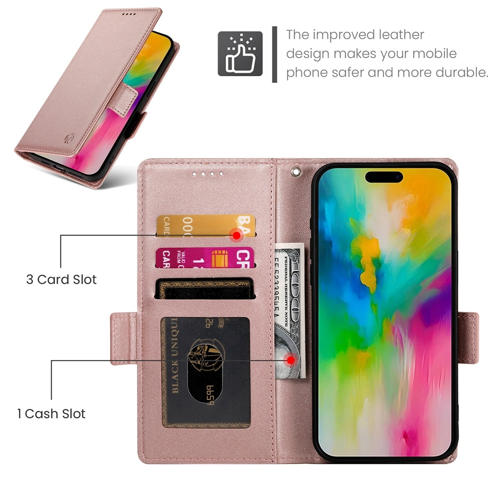 iPhone 16 Pro Max Magnetic Leather Wallet Case with Card Slots, Stand Function & Full Protection