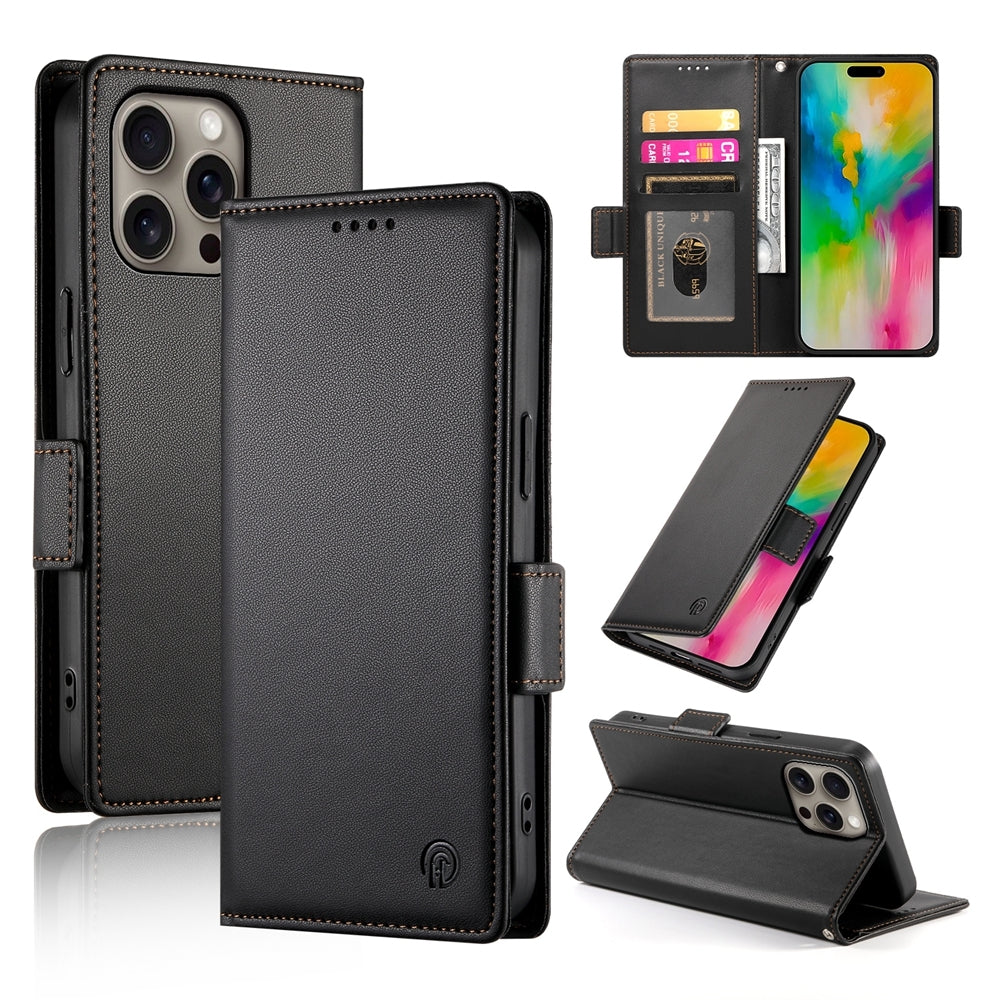 iPhone 16 Pro Max Magnetic Leather Wallet Case with Card Slots, Stand Function & Full Protection