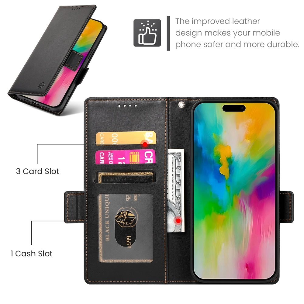 iPhone 16 Pro Max Magnetic Leather Wallet Case with Card Slots, Stand Function & Full Protection