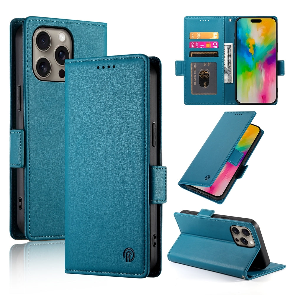iPhone 16 Pro Max Magnetic Leather Wallet Case with Card Slots, Stand Function & Full Protection