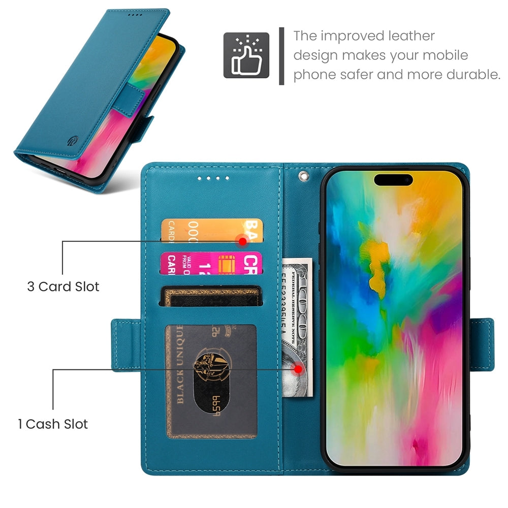 iPhone 16 Pro Max Magnetic Leather Wallet Case with Card Slots, Stand Function & Full Protection