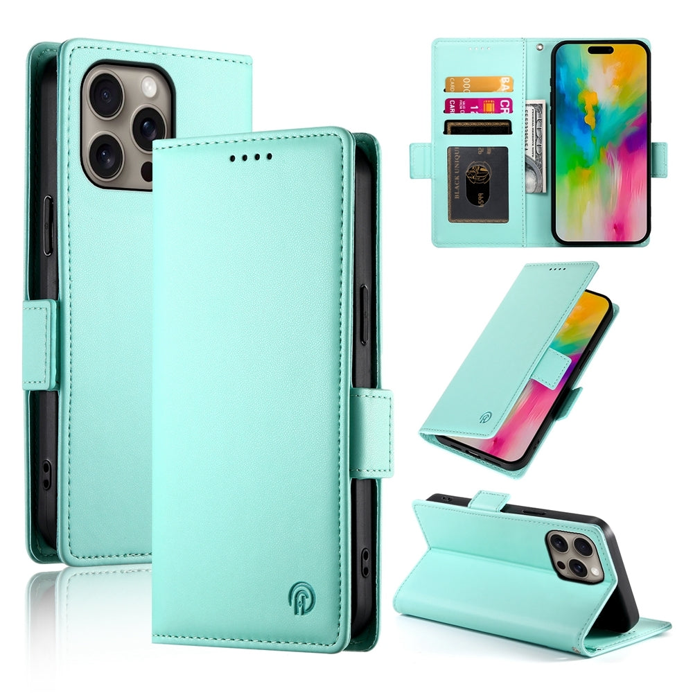 iPhone 16 Pro Max Magnetic Leather Wallet Case with Card Slots, Stand Function & Full Protection