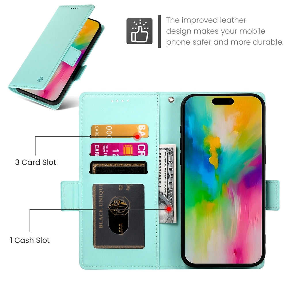 iPhone 16 Pro Max Magnetic Leather Wallet Case with Card Slots, Stand Function & Full Protection