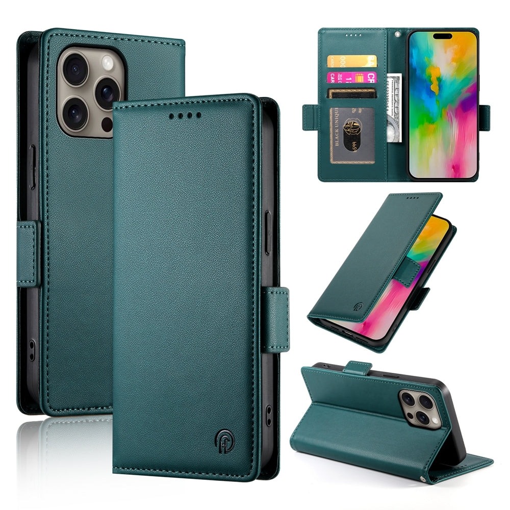iPhone 16 Pro Max Magnetic Leather Wallet Case with Card Slots, Stand Function & Full Protection