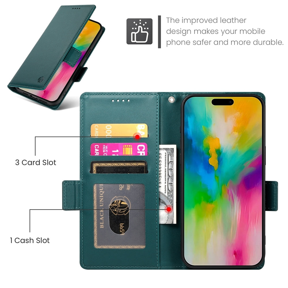 iPhone 16 Pro Max Magnetic Leather Wallet Case with Card Slots, Stand Function & Full Protection