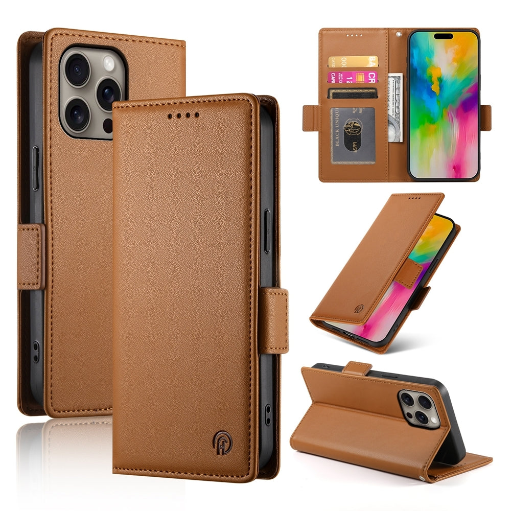 iPhone 16 Pro Max Magnetic Leather Wallet Case with Card Slots, Stand Function & Full Protection