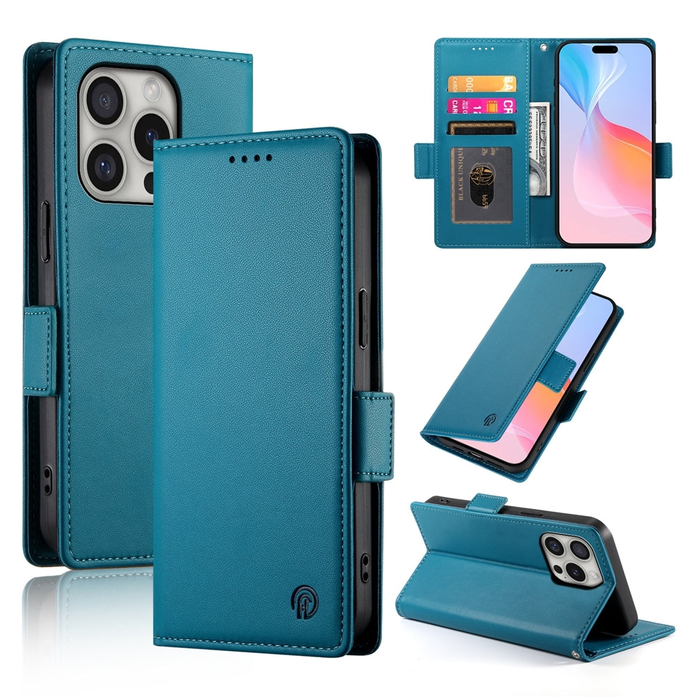 iPhone 16 Pro Magnetic Leather Wallet Case with Card Slots, Stand Function & Full Protection