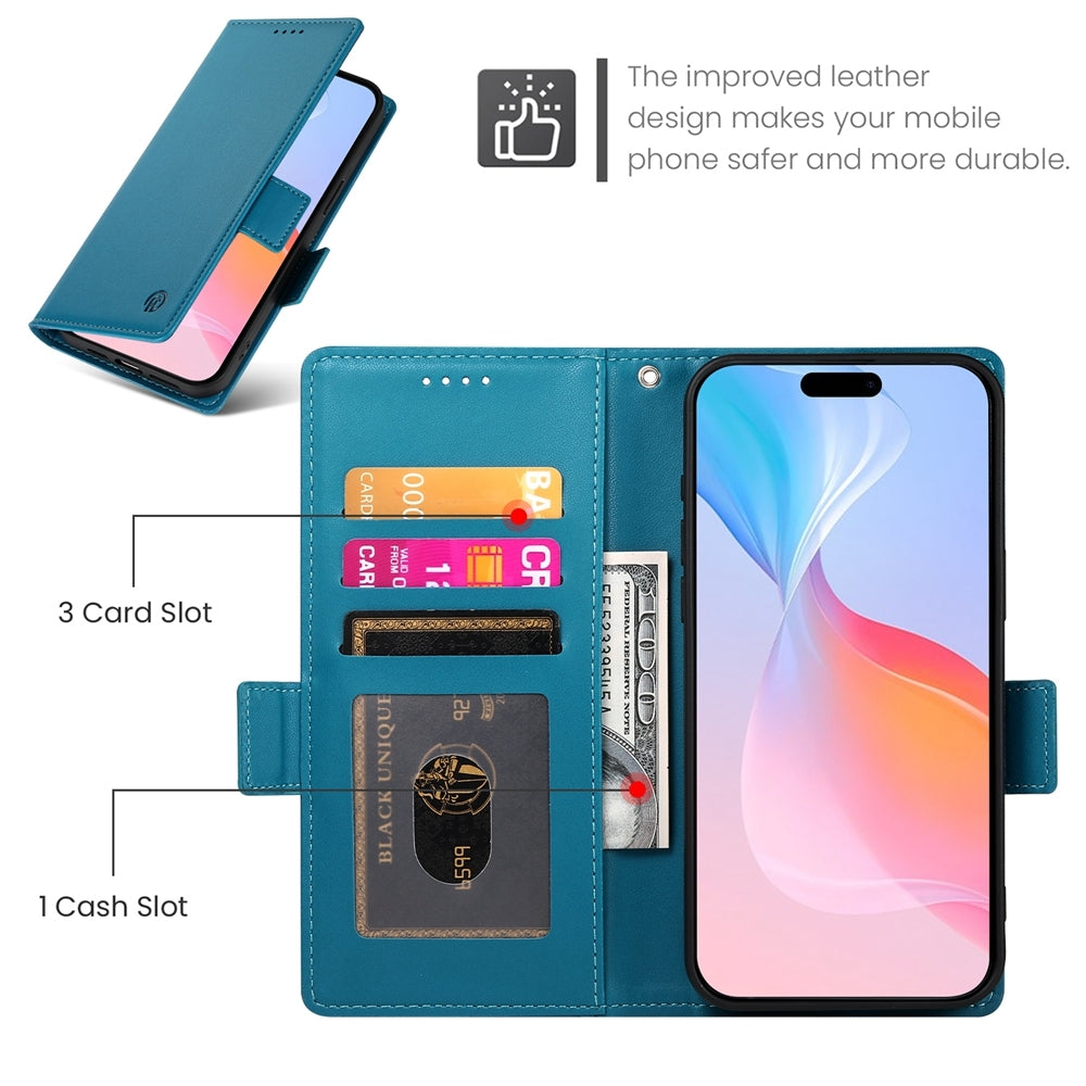 iPhone 16 Pro Magnetic Leather Wallet Case with Card Slots, Stand Function & Full Protection