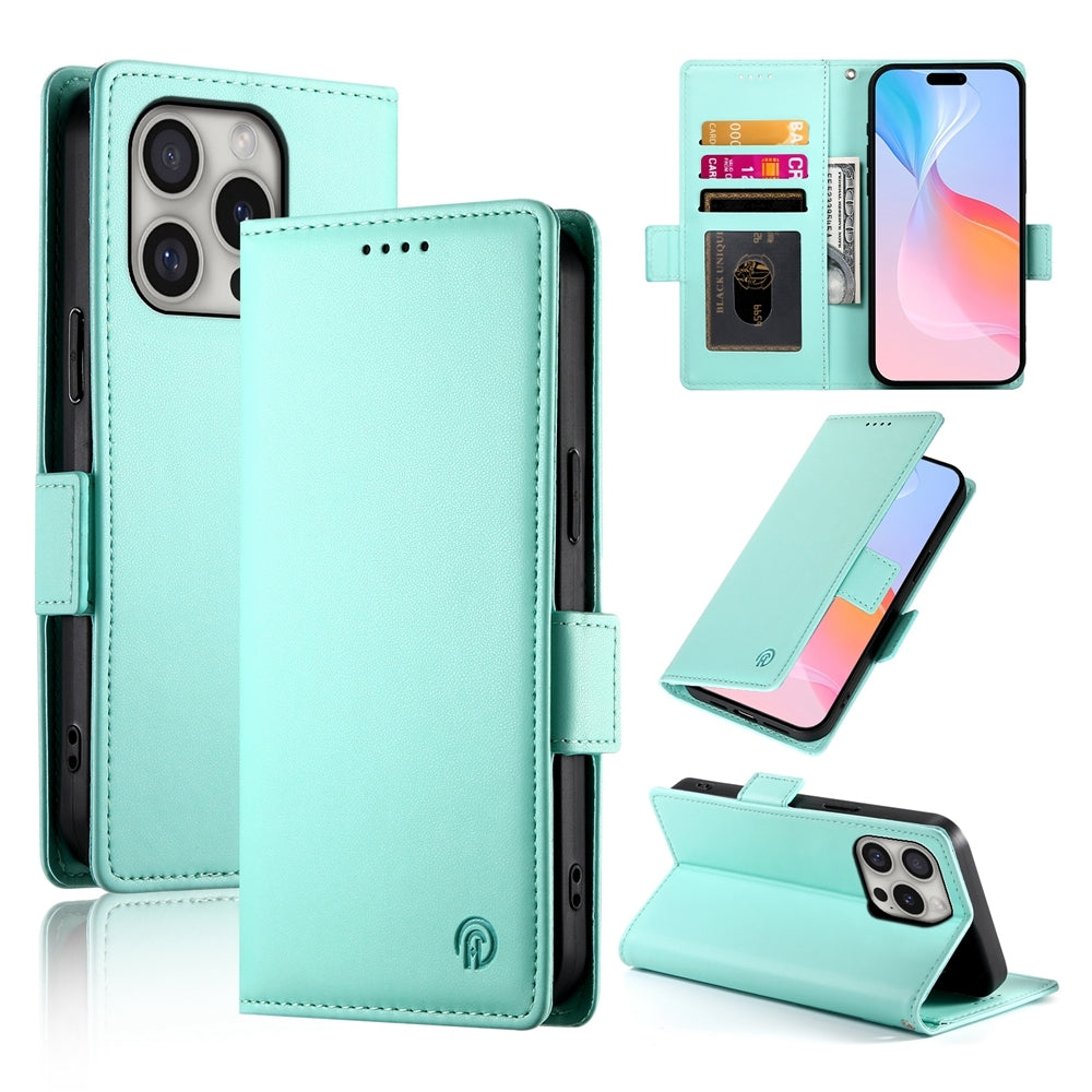 iPhone 16 Pro Magnetic Leather Wallet Case with Card Slots, Stand Function & Full Protection