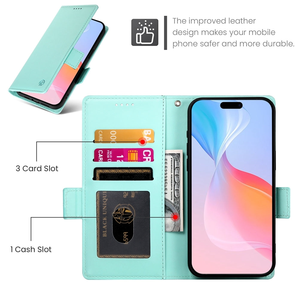 iPhone 16 Pro Magnetic Leather Wallet Case with Card Slots, Stand Function & Full Protection