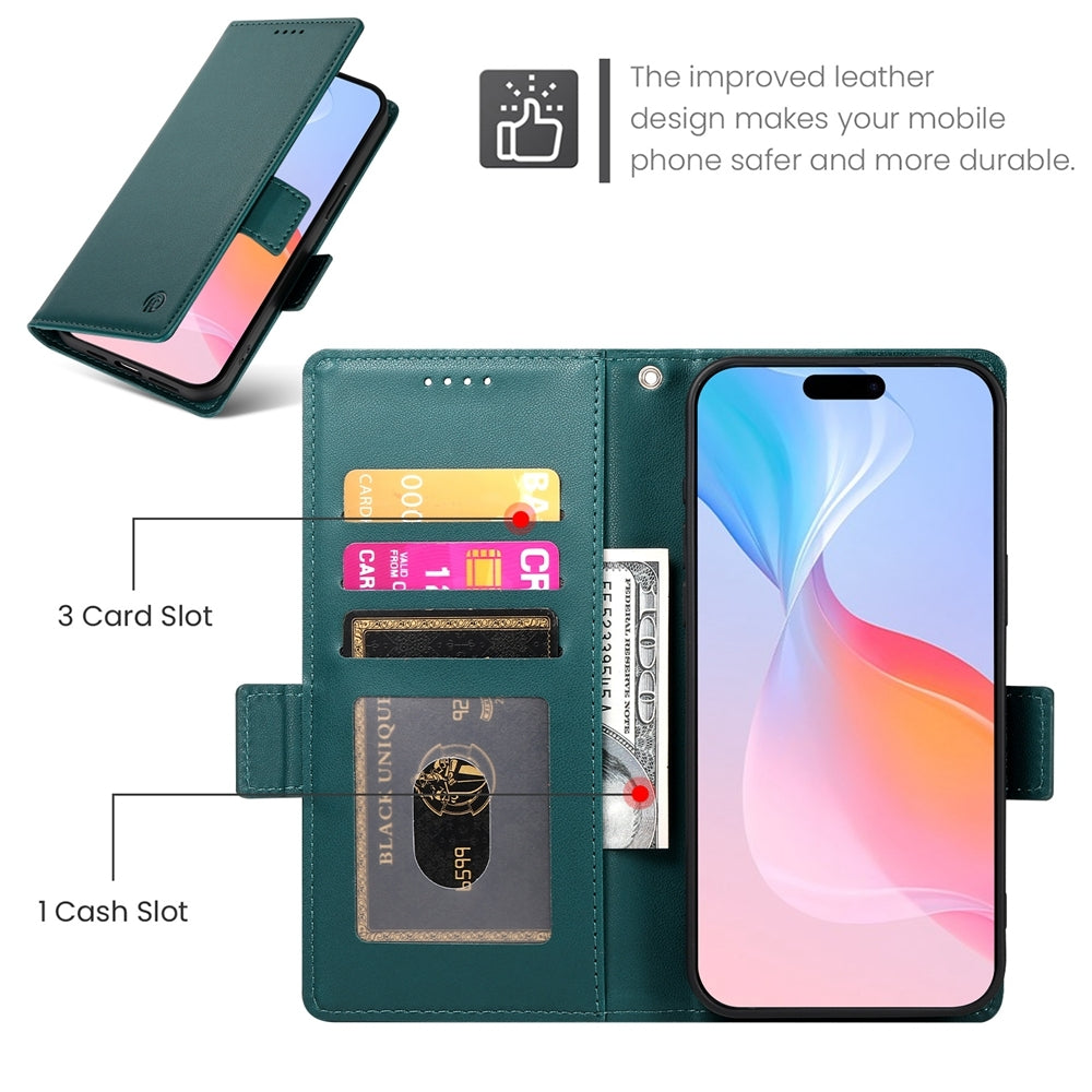 iPhone 16 Pro Magnetic Leather Wallet Case with Card Slots, Stand Function & Full Protection