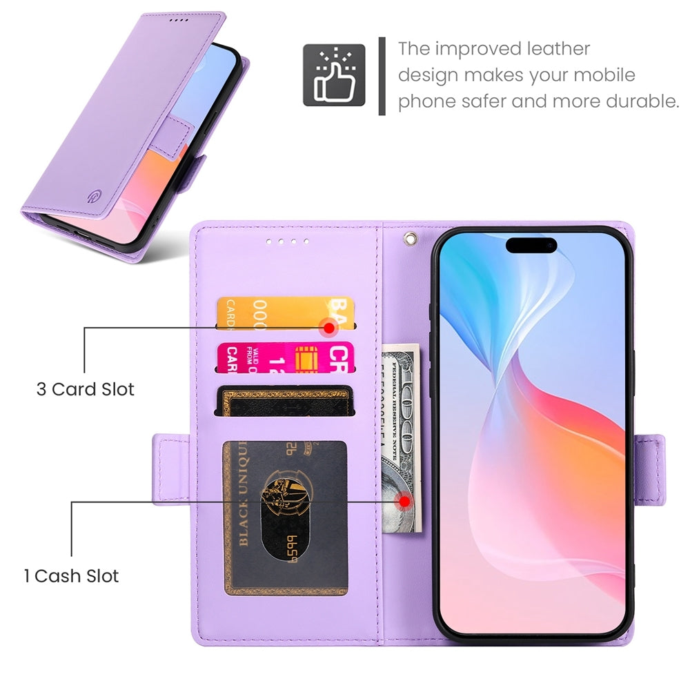 iPhone 16 Pro Magnetic Leather Wallet Case with Card Slots, Stand Function & Full Protection