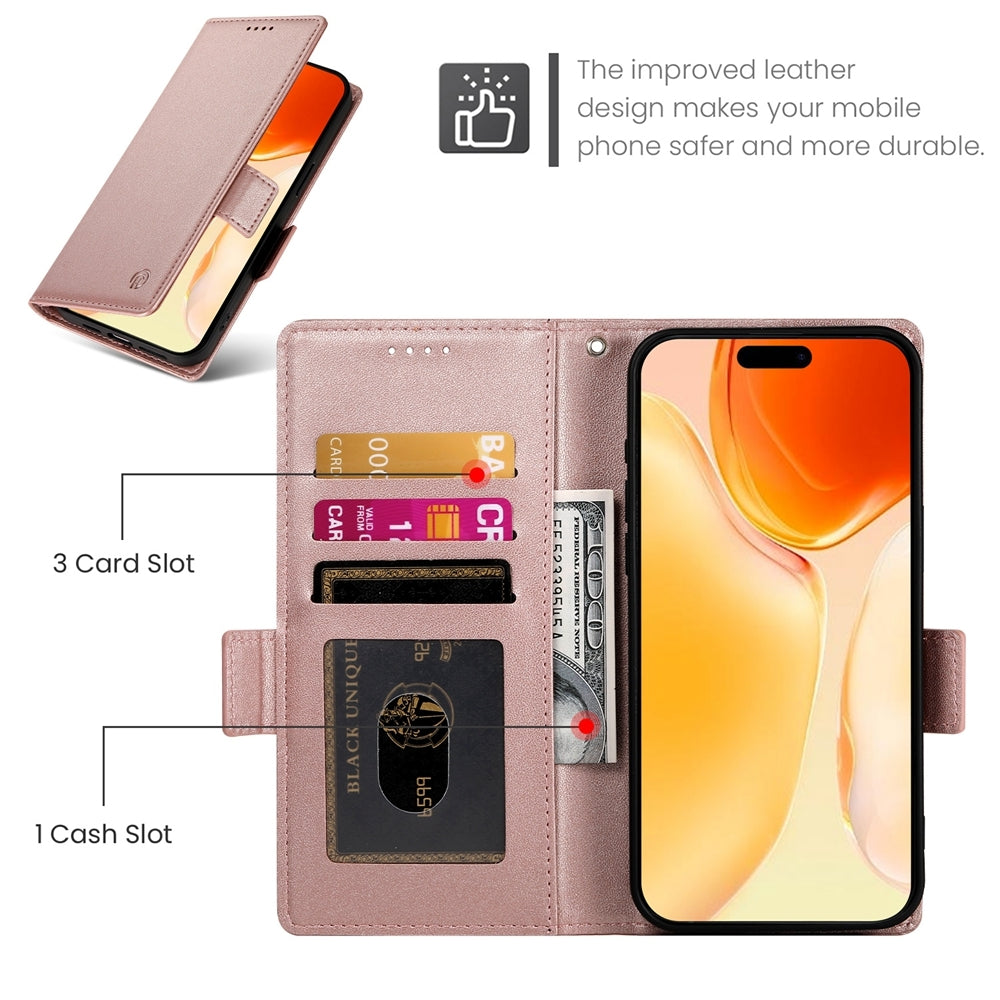 iPhone 16 Plus Magnetic Leather Wallet Case with Card Slots, Stand Function & Full Protection