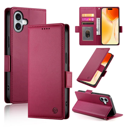 iPhone 16 Plus Magnetic Leather Wallet Case with Card Slots, Stand Function & Full Protection