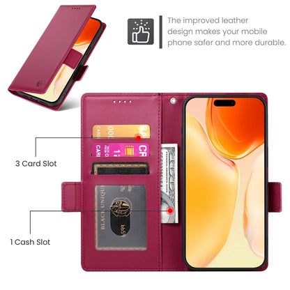 iPhone 16 Plus Magnetic Leather Wallet Case with Card Slots, Stand Function & Full Protection