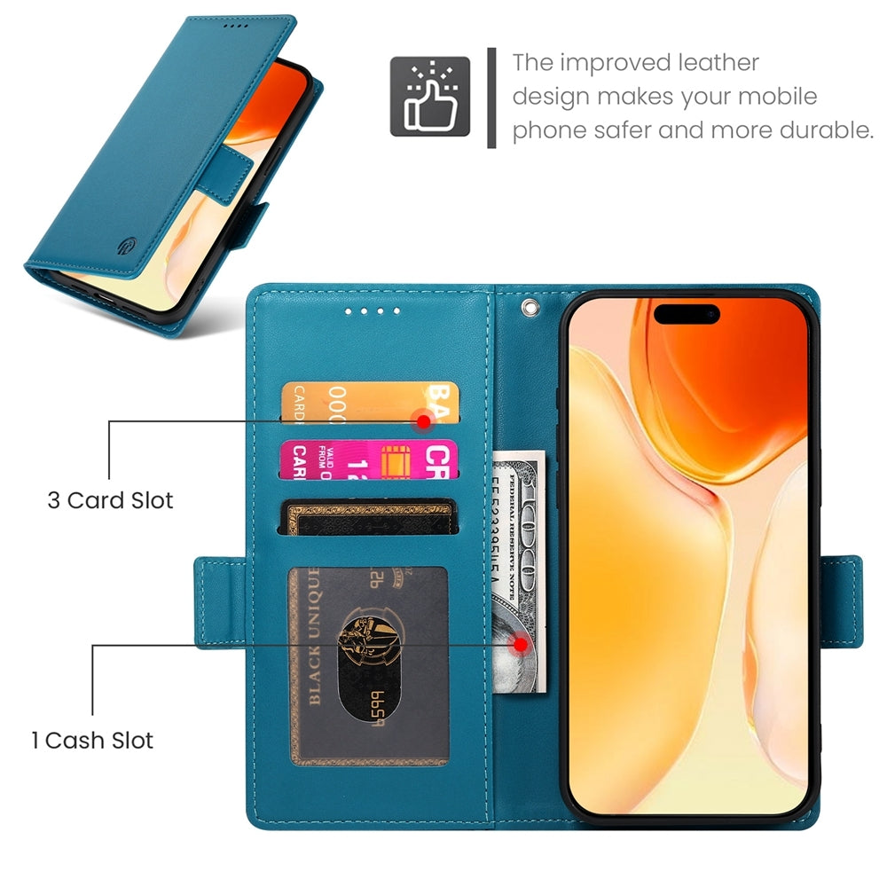 iPhone 16 Plus Magnetic Leather Wallet Case with Card Slots, Stand Function & Full Protection