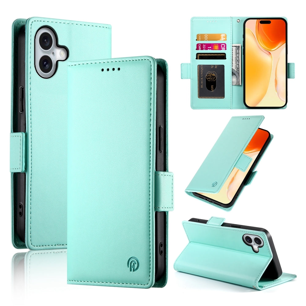iPhone 16 Plus Magnetic Leather Wallet Case with Card Slots, Stand Function & Full Protection
