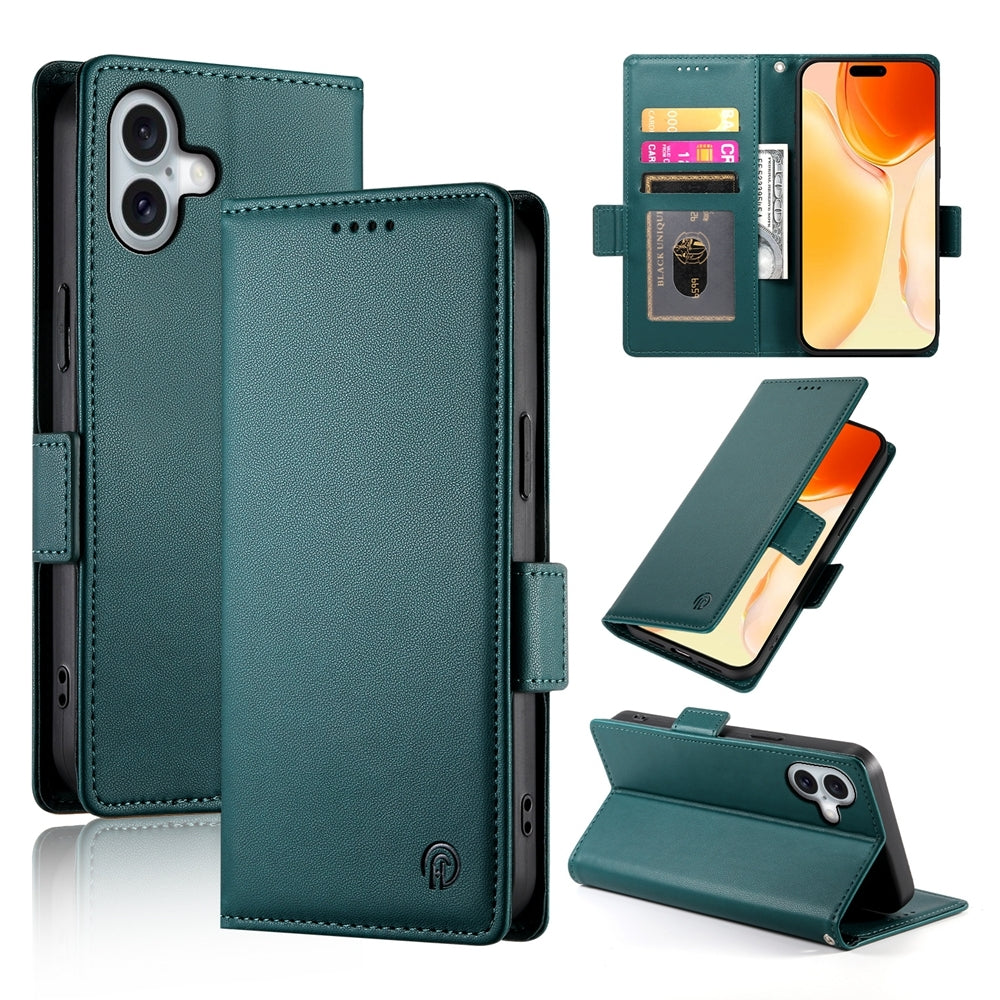iPhone 16 Plus Magnetic Leather Wallet Case with Card Slots, Stand Function & Full Protection