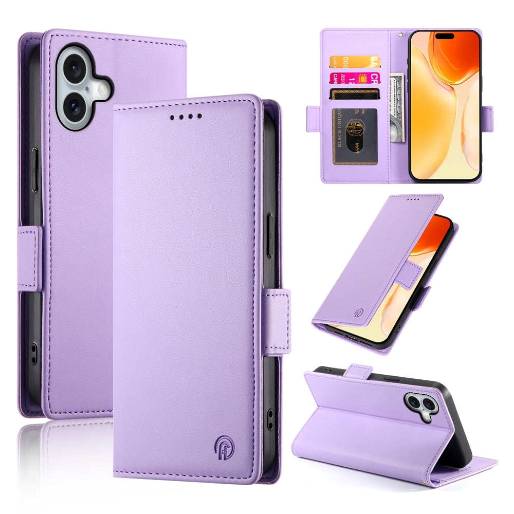 iPhone 16 Plus Magnetic Leather Wallet Case with Card Slots, Stand Function & Full Protection