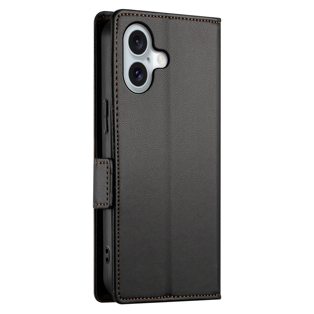 iPhone 16 Magnetic Leather Wallet Case with Card Slots, Stand Function & Full Protection
