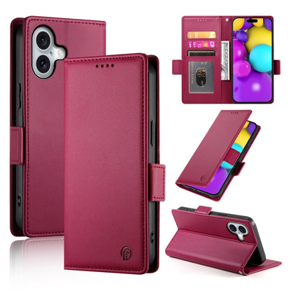 iPhone 16 Magnetic Leather Wallet Case with Card Slots, Stand Function & Full Protection