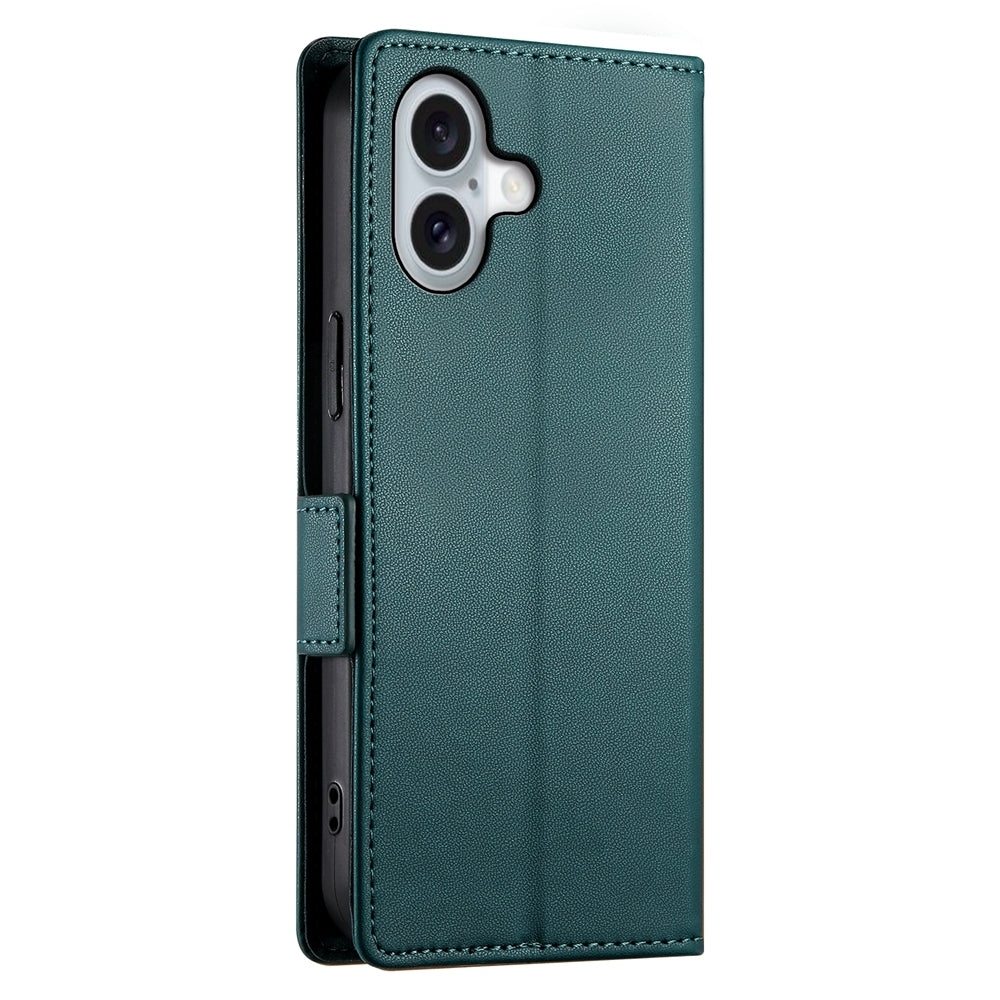 iPhone 16 Magnetic Leather Wallet Case with Card Slots, Stand Function & Full Protection
