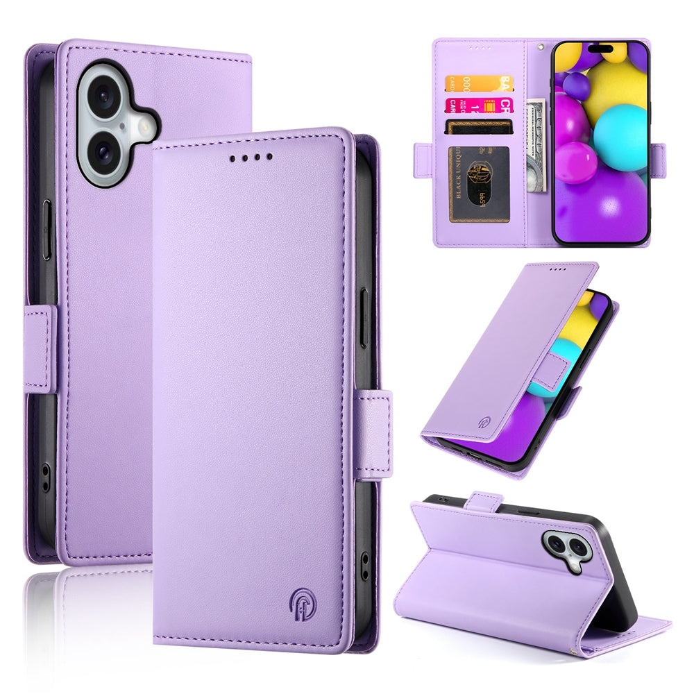 iPhone 16 Magnetic Leather Wallet Case with Card Slots, Stand Function & Full Protection