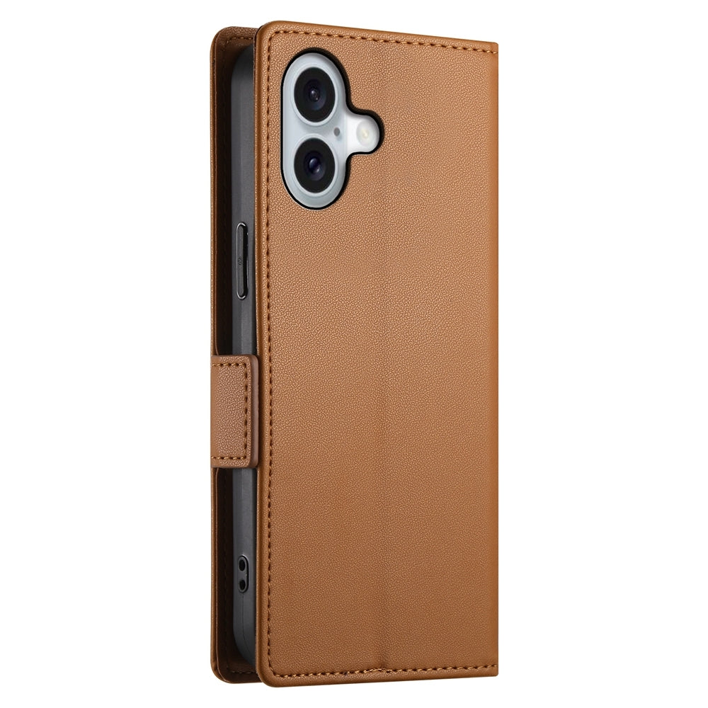iPhone 16 Magnetic Leather Wallet Case with Card Slots, Stand Function & Full Protection