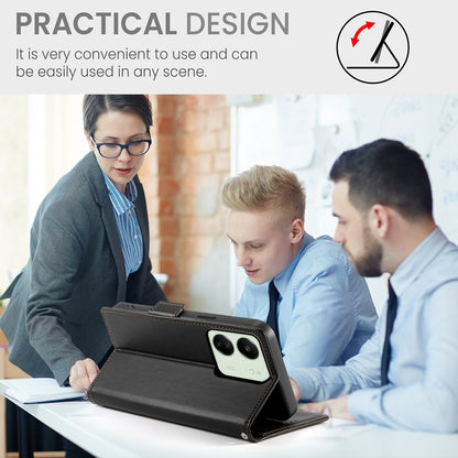 Xiaomi Redmi 13R Magnetic Leather Wallet Case with Card Slots, Stand Function & Full Protection