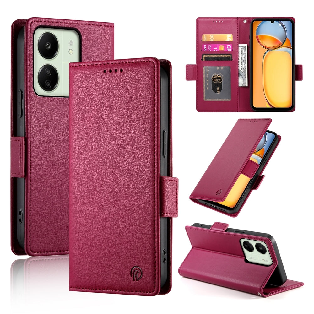 Xiaomi Redmi 13R Magnetic Leather Wallet Case with Card Slots, Stand Function & Full Protection