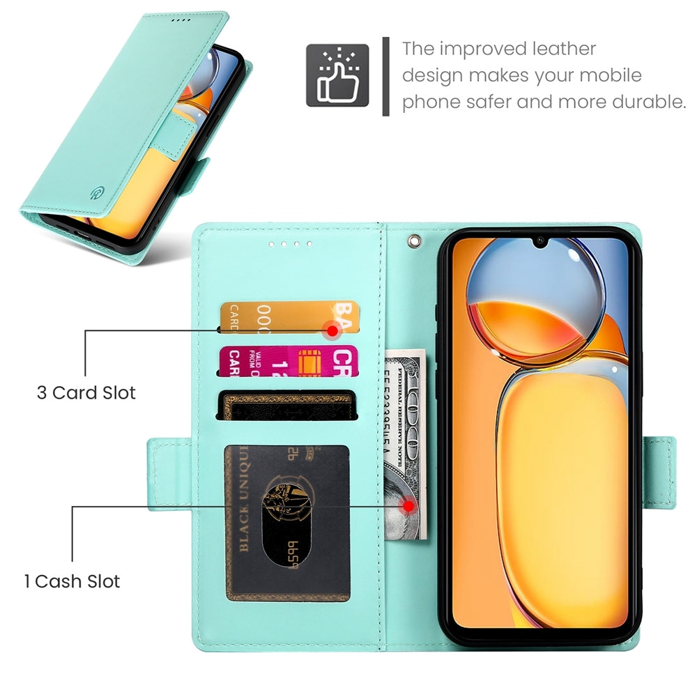 Xiaomi Redmi 13R Magnetic Leather Wallet Case with Card Slots, Stand Function & Full Protection